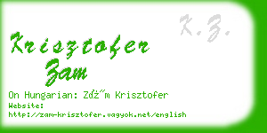 krisztofer zam business card